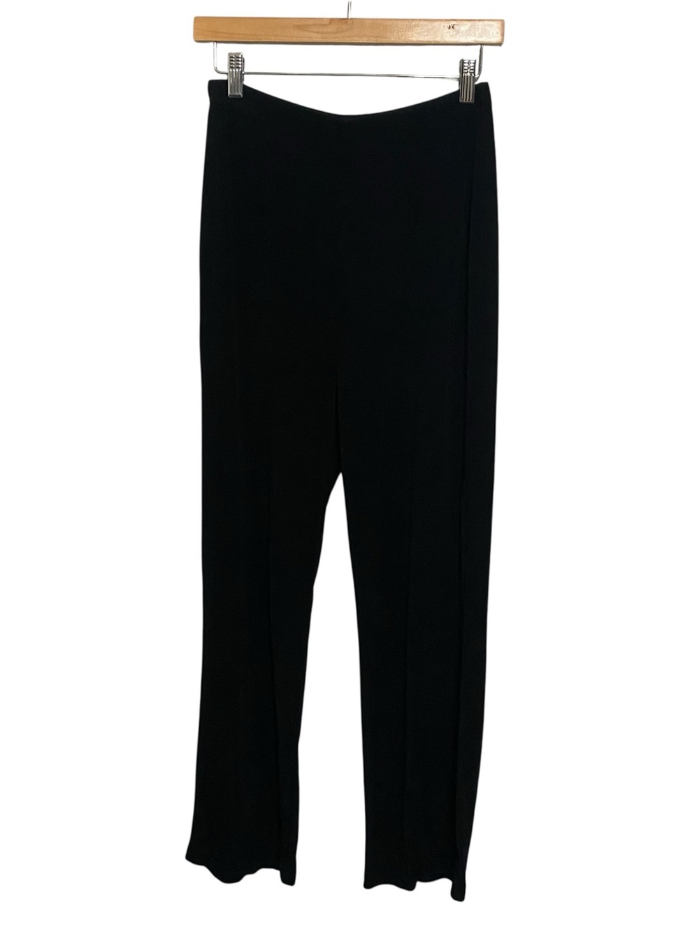 Chico's Travelers High Rise Classic Black Slinky Lagenlook Straight Pants 1/M
